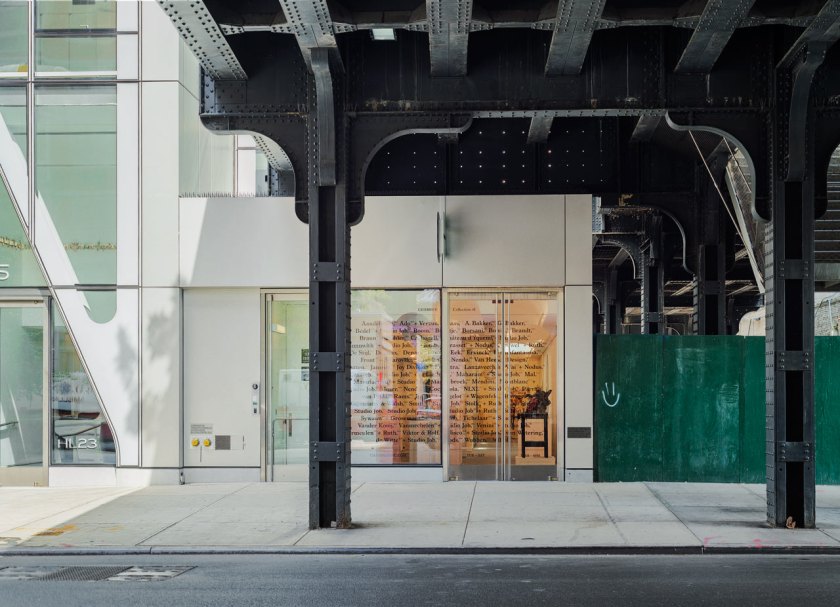 A list of the designers involved in Collection #1 is up on the store front window, underneath the Highline on 23rd Street.