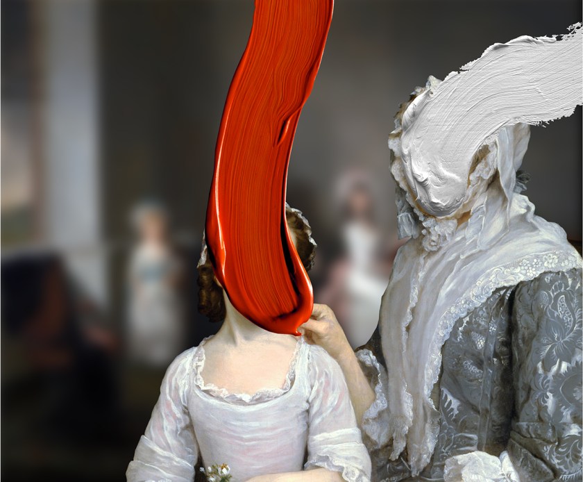 A Family Sitting with oils and Acylics