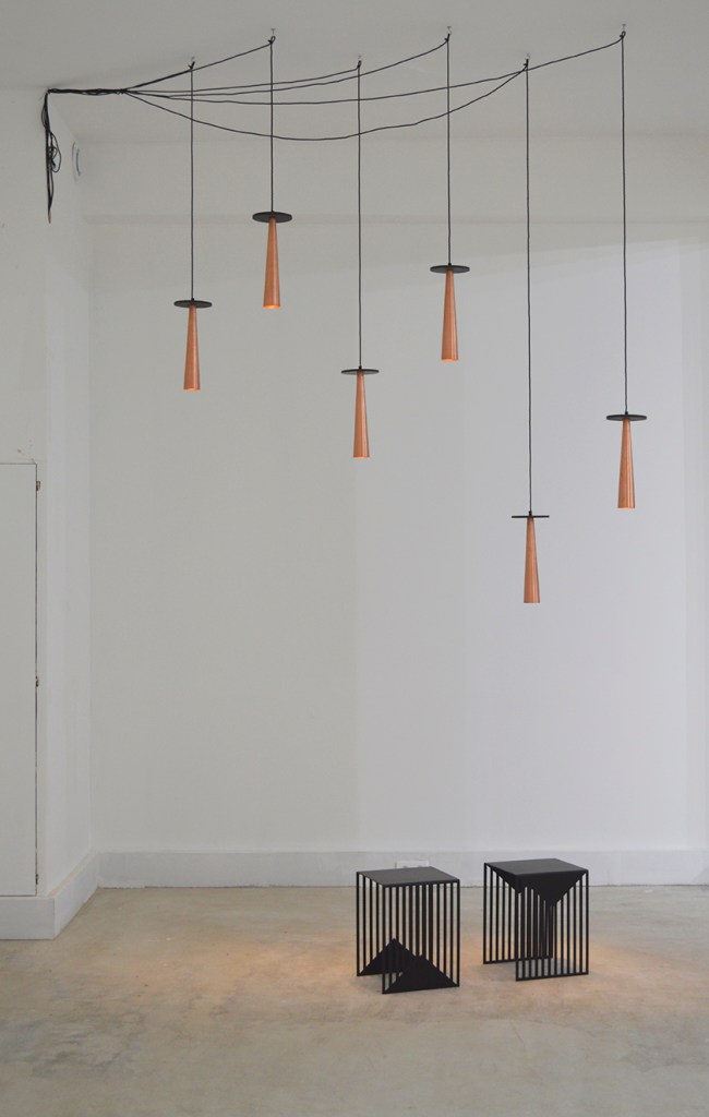Punkt suspension lights + Zick Zack side tables by Olga Bielawska.