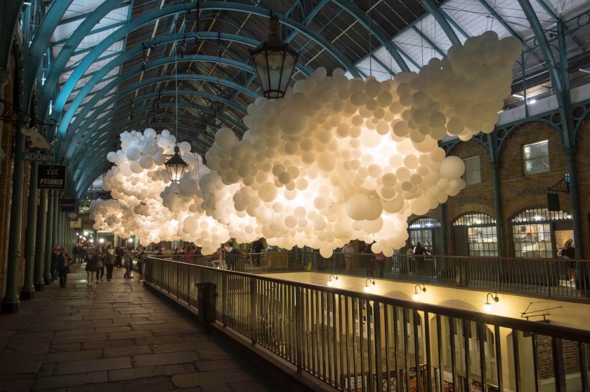 Visitors to Covent Garden today marvelled at its latest cultural installation: Heartbeat, a collection of 100,000 white balloons by Charles Pétillon which will be in place for a month.