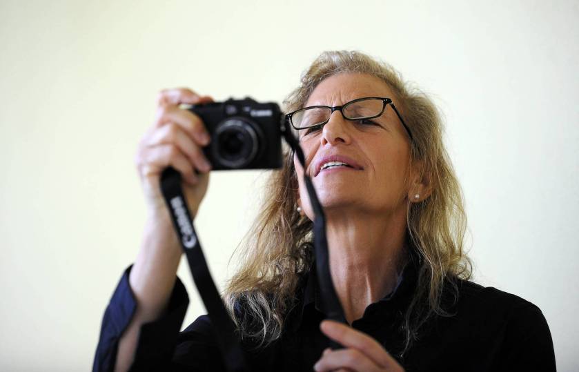 sf-go-west-palm-annie-leibovitz-norton-011813-b, West Palm Beach, 1/17/2013 --  Prominent celebrity portrait photographer Annie Leibovitz  photographs photographers photographing her during a press event where she talked about the 39 photographs of hers purchase by the  Norton Museum of Art and on display there now.  Mark Randall, South Florida Sun Sentinel