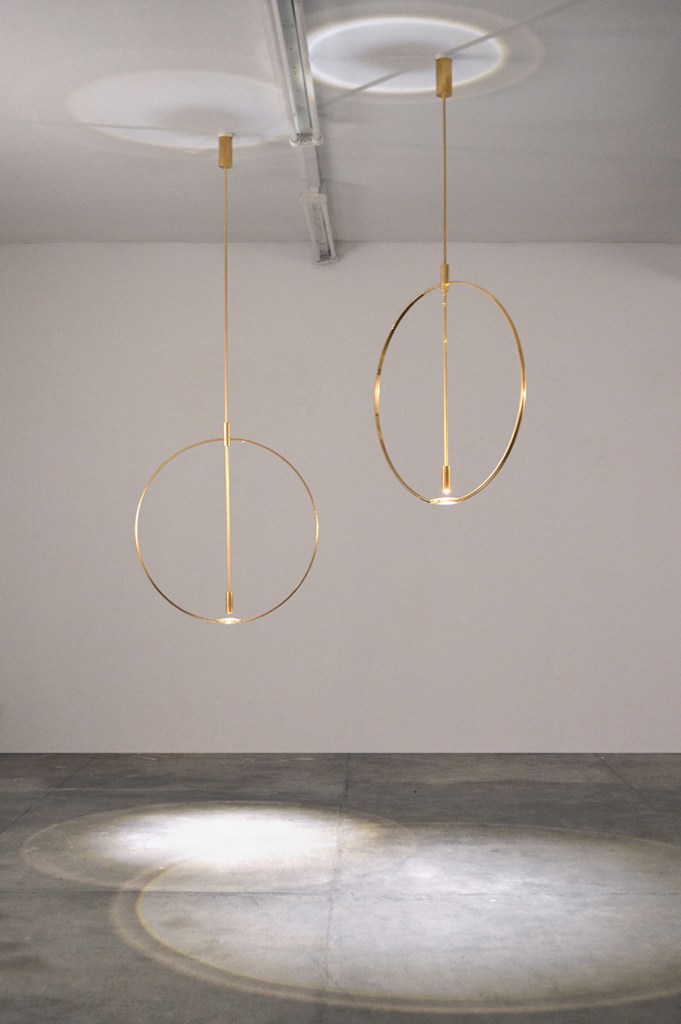 Magnifier, 2016 Delta collection LED, brass, crystal glass, electrical materials Courtesy Galleria Giustini Stagetti, Rome