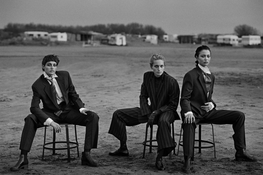 Alexandra Carlsson, Beri Smither, Harue Miyamoto Beauduc 1993 Photo by Peter Lindbergh Emporio Armani Magazine 10
